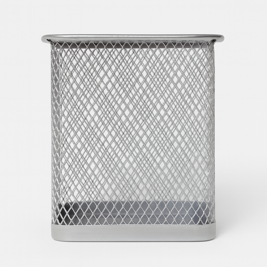 Suport Pensule Patrat Metal Plasa Argintiu