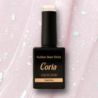 Baza Rubber Shiny Coria 036 Milky White-Rose 15 ml – flacon negru cu fulgi