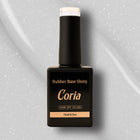 Baza Rubber Shiny Coria 058 Milky White-Grey 15 ml – flacon negru