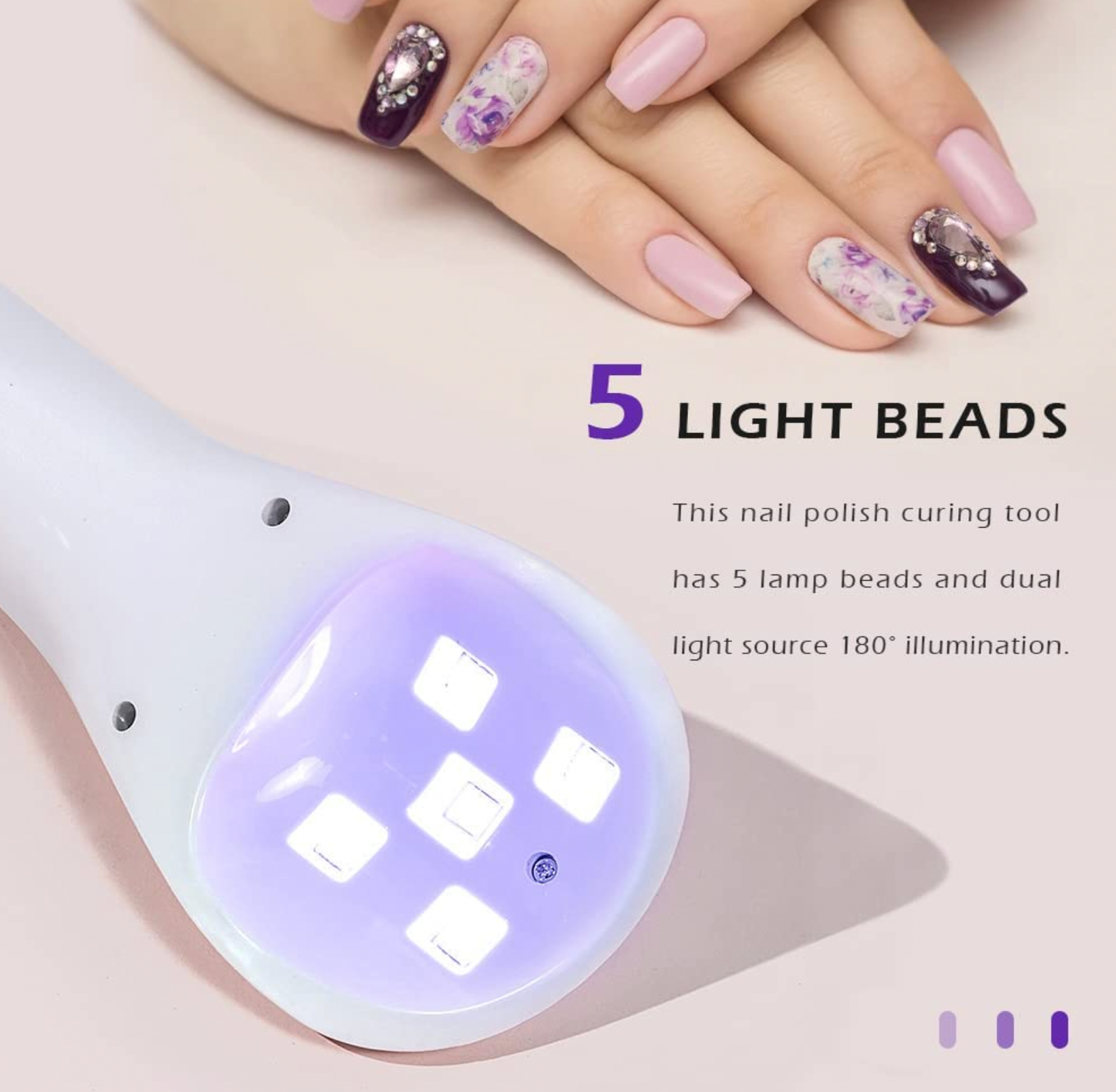 Lampa UV/LED mini Fast Lamp, flexibila , cablu USB, pentru manichiura si pedichiura, culoare White 18w/5leduri