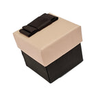 Cutie lux carton fin pentru bijuterii 10, piersică și neagră, cu fundă