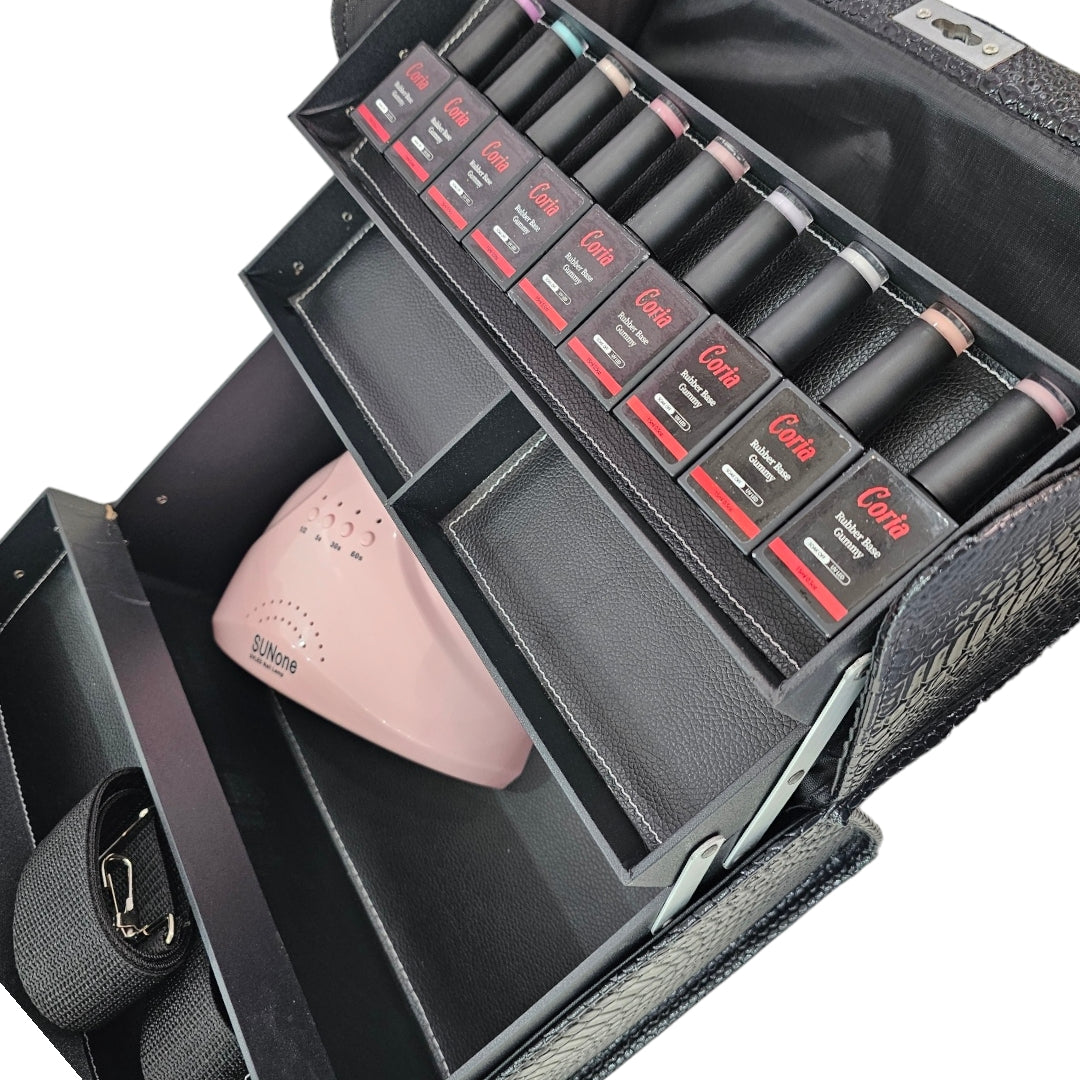 Geanta manichiura compartimentata Negru Lucios