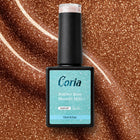 Baza Rubber Moonlit Halo 007 Coria, flacon 15 ml pe fundal maro-arămiu sclipitor