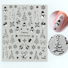 Sticker nail art 4366 Snow – oameni de zăpadă, brazi și fulgi, cu exemplu