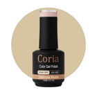 Ojă semipermanentă Coria Delicate Nude 47, flacon 15 ml pe fundal bej