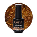 Ojă semipermanentă Coria Brown Glow 123 – arămiu cu sclipici, flacon 15 ml