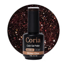 Ojă semipermanentă Coria Brown Glow 08 – maro cu sclipici, flacon 15 ml