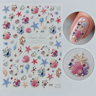 Sticker nail art 8583 Ocean Love – scoici, stele de mare și perle, cu exemplu pe unghie