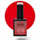 Ojă semipermanentă Coria Cherry Nr. 36, flacon 15 ml pe fundal roșu