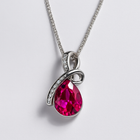 Colier Infinity Pink Tear, lacrimă roz cu cristale