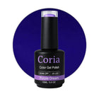 Ojă semipermanentă Coria Purple Dream 07, flacon 15 ml pe fundal mov închis