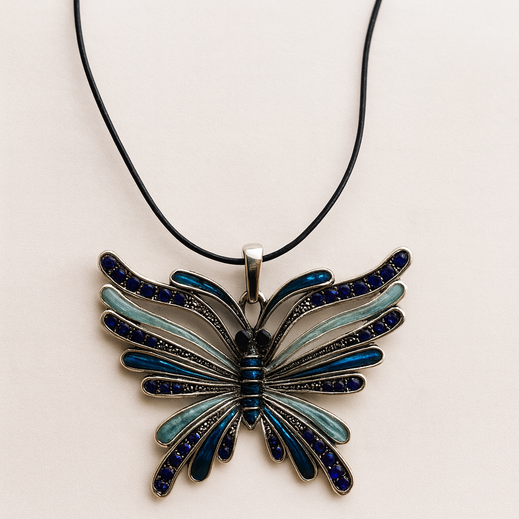 Colier Pandantiv Fluture Blue