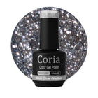 Ojă semipermanentă Coria Silver Glow 02 – argintiu cu sclipici, flacon 15 ml