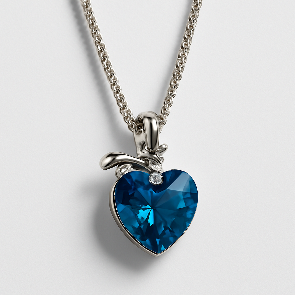 Colier Heart Blue Light