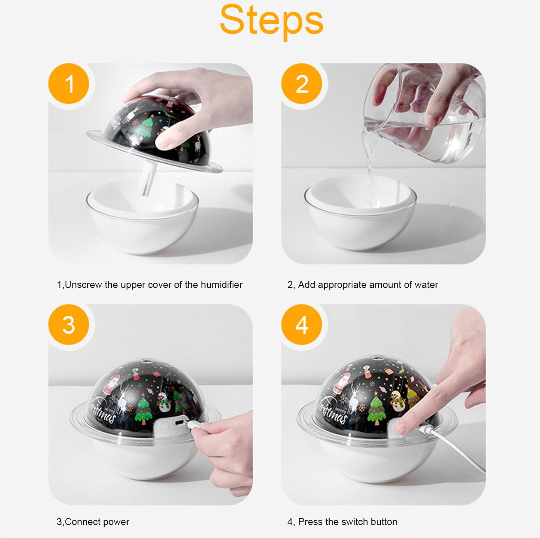 Difuzor aromaterapie ,umidificator , 3 tipuri de lumina , 200 ml ,Planet