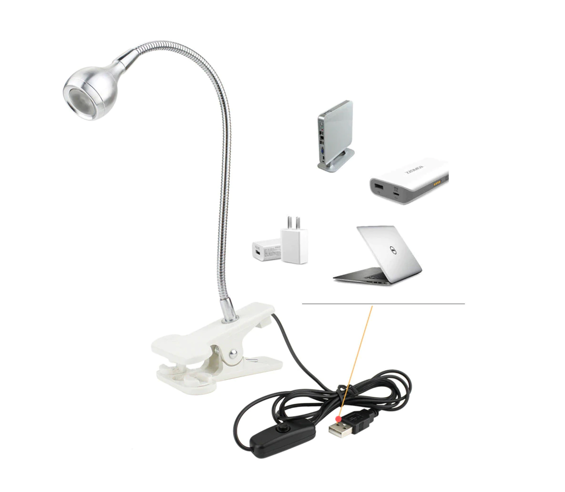 Lampa UV/LED mini Fast Lamp, flexibila , cablu USB, pentru manichiura si pedichiura, culoare Alb/Argintiu