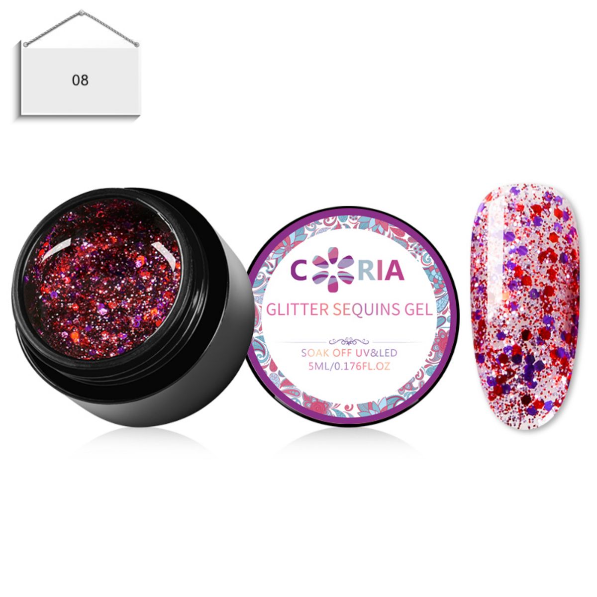 Gel Uv/Led Coria Glitter Sequins 5g 08 - Coria