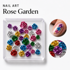 Nail Art Rose Garden – trandafiri 3D metalici multicolori, cu exemplu pe unghie