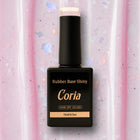Baza Rubber Shiny Coria 039 Milky Rose 15 ml – flacon negru cu fulgi irizați