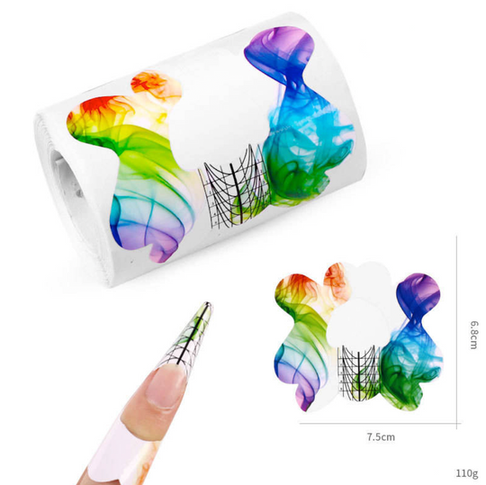 Șabloane extensie unghii CS11 pe rolă, model multicolor, 7,5 x 6,8 cm