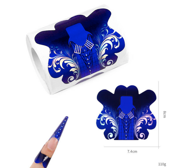 Șabloane unghii Stiletto CS18 pe rolă, model albastru, 8 x 7,4 cm