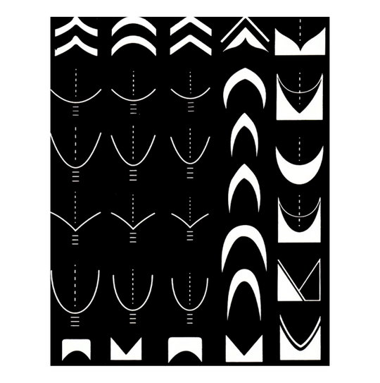 Matriță decor unghii French SW-01 – forme albe pe fundal negru
