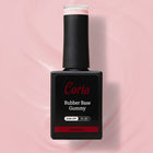 Baza Rubber Gummy Coria 46 Perfect Rose French 15 ml – flacon negru pe fundal roz