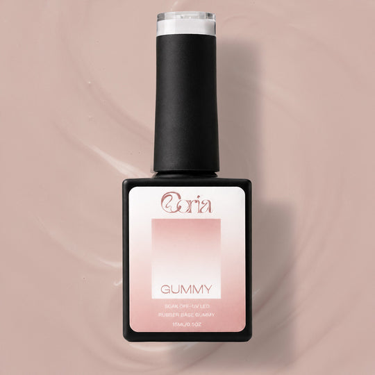 Baza Rubber Gummy Nude 116 Coria, flacon 15 ml pe fundal bej-roz