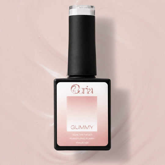 Baza Rubber Gummy Nude 144 Coria, flacon 15 ml pe fundal nude