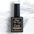 Top Coat Magic Coria 15 ml no wipe – flacon negru cu etichetă aurie