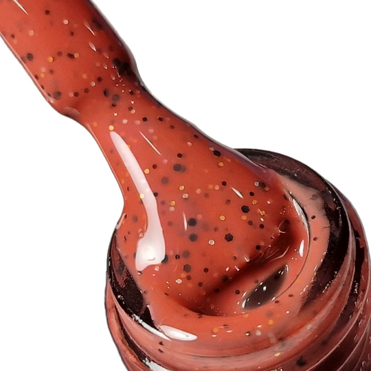 Baza Rubber Shiny 105 Coria – cărămiziu cu buline negre pe pensulă