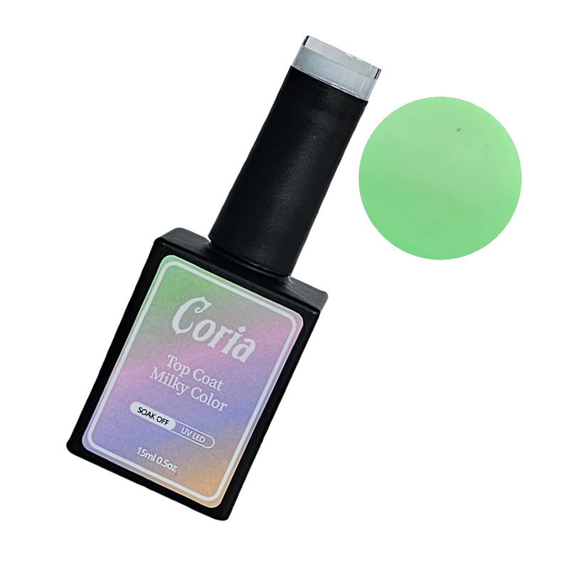 Top Coat Color Milky Green Color Coria 15 ml 002