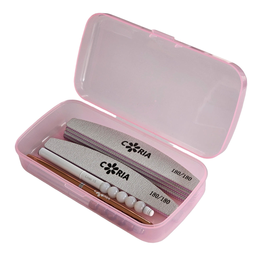 Image of Cutie Multifunctionala Accesorii,Pile,Pensule ,Instrumente Manichiura ,Pink
