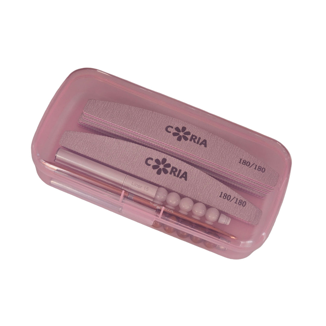 Image of Cutie Multifunctionala Accesorii,Pile,Pensule ,Instrumente Manichiura ,Pink