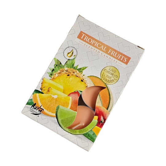 Set 6 lumânări parfumate Tropical Fruits, cutie