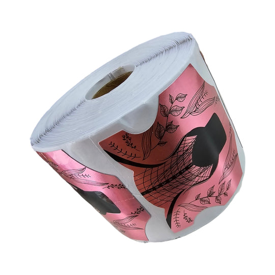 Șablon unghii aluminiu și hârtie Pink Metalic ALUDI – rolă de 300 buc
