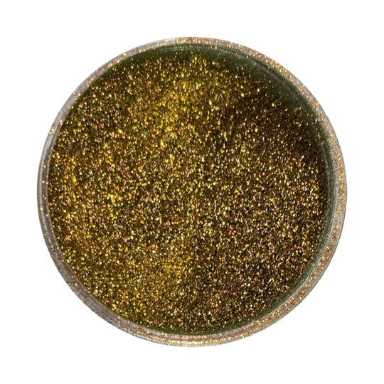Pigment decor pentru unghii Cham 01 – pulbere auriu-oliv în borcan