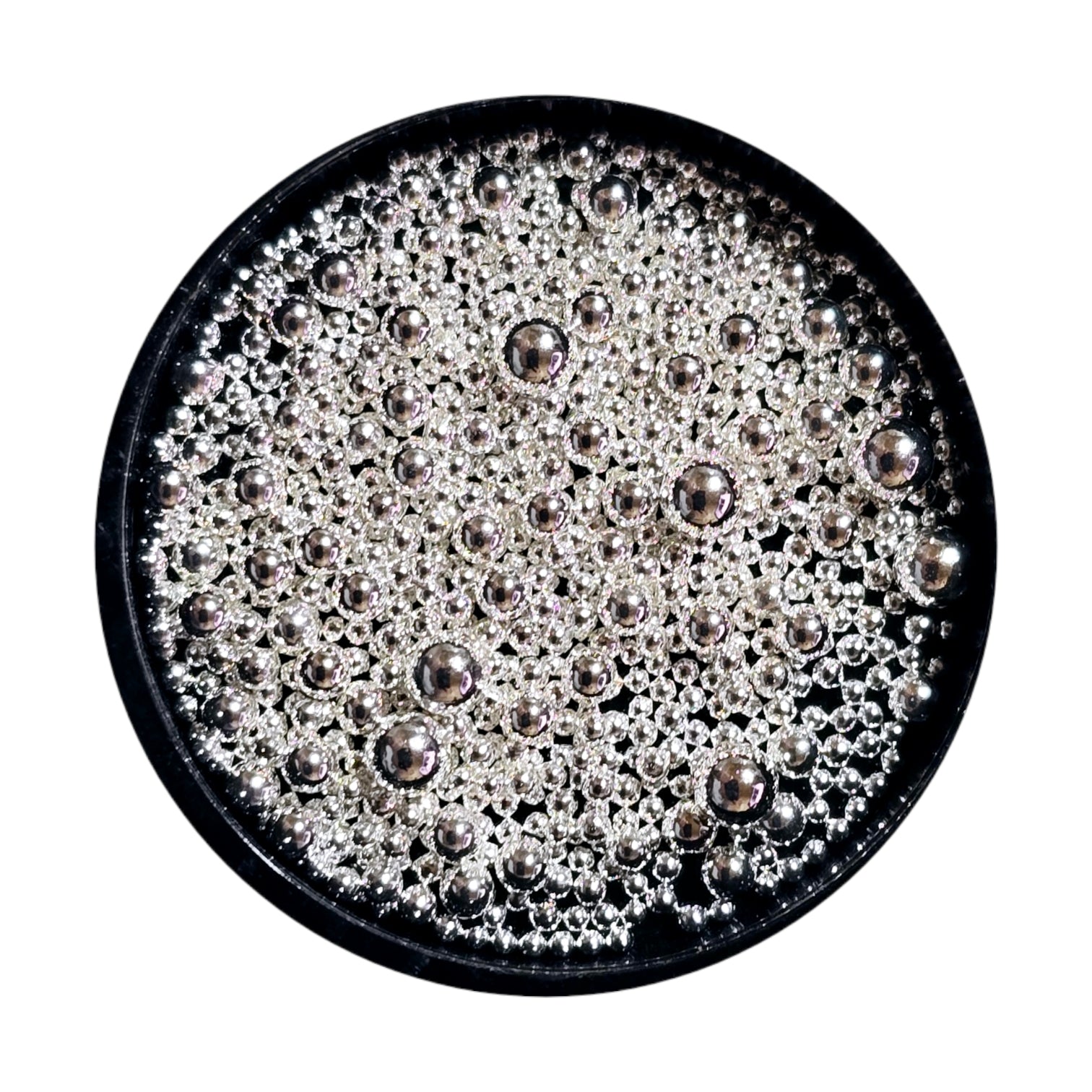 Image of Decor Metalic Decor Unghii Silver White Bubble Caviar