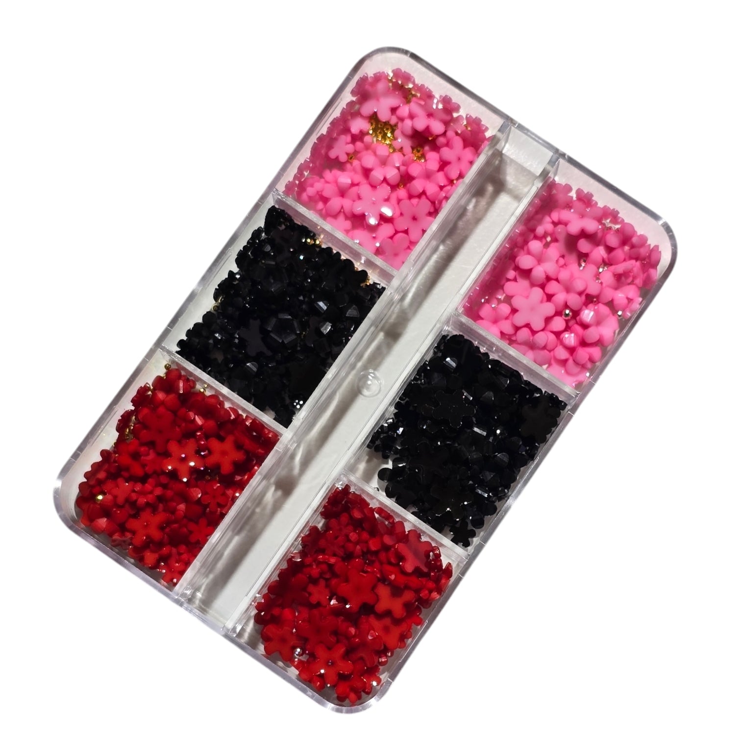 Image of Decor Pentru Unghii Flori+Caviar PinkBlackRed