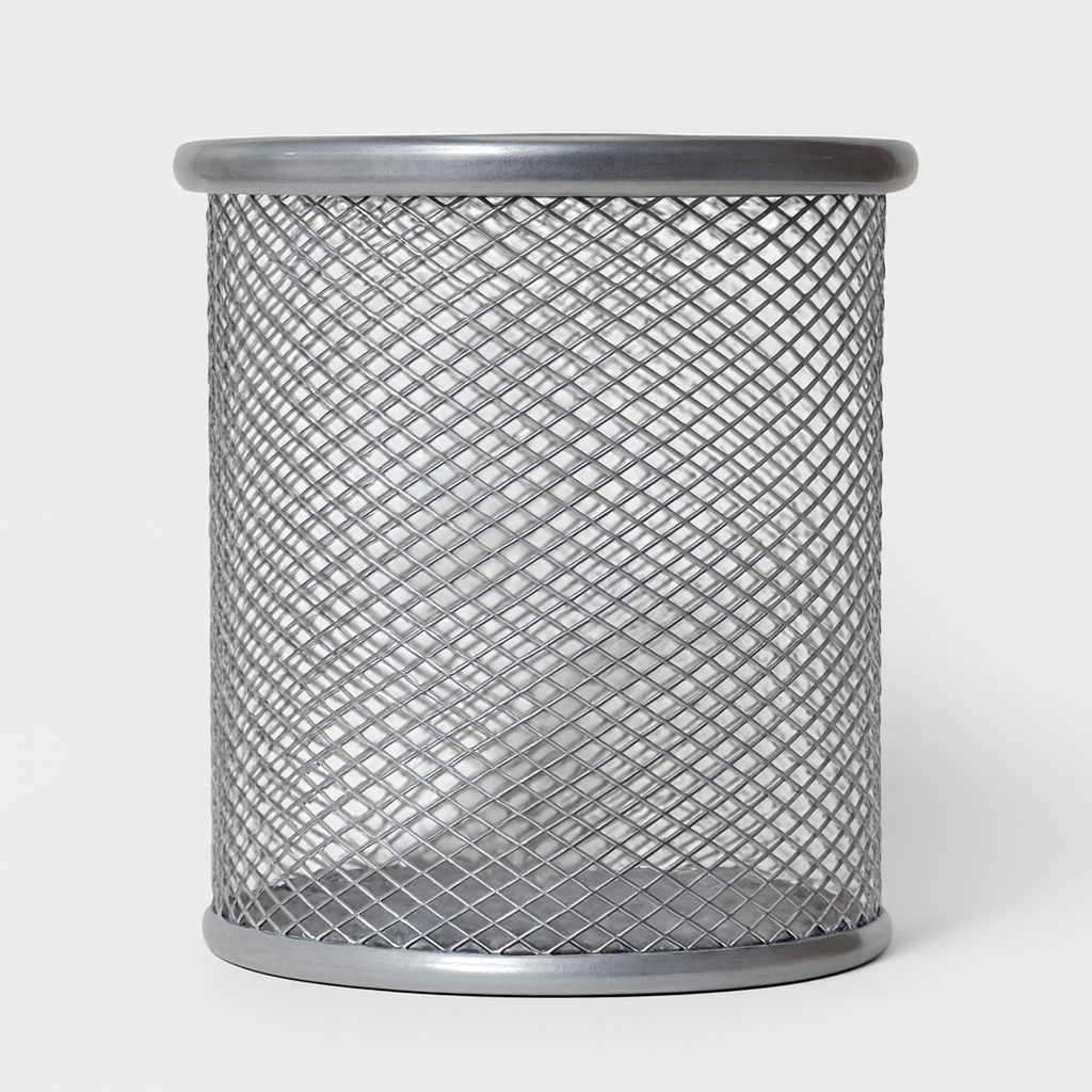 Suport Pensule Rotund Metal Plasa Silver