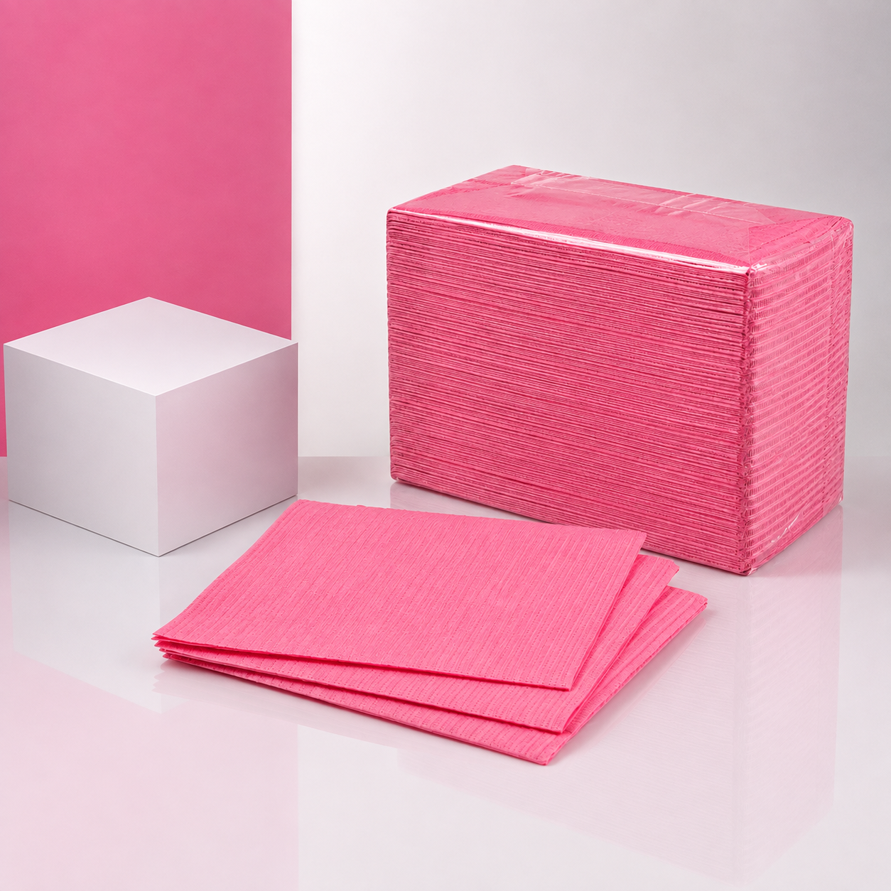 Image of Servetele din bumbac de unica folosinta (125 BUC) Pink 45x33