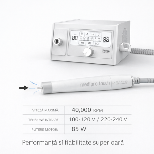Freză pentru pedichiură cu aspirator Medipro Touch Brillian by Saeshin, 40.000 rpm