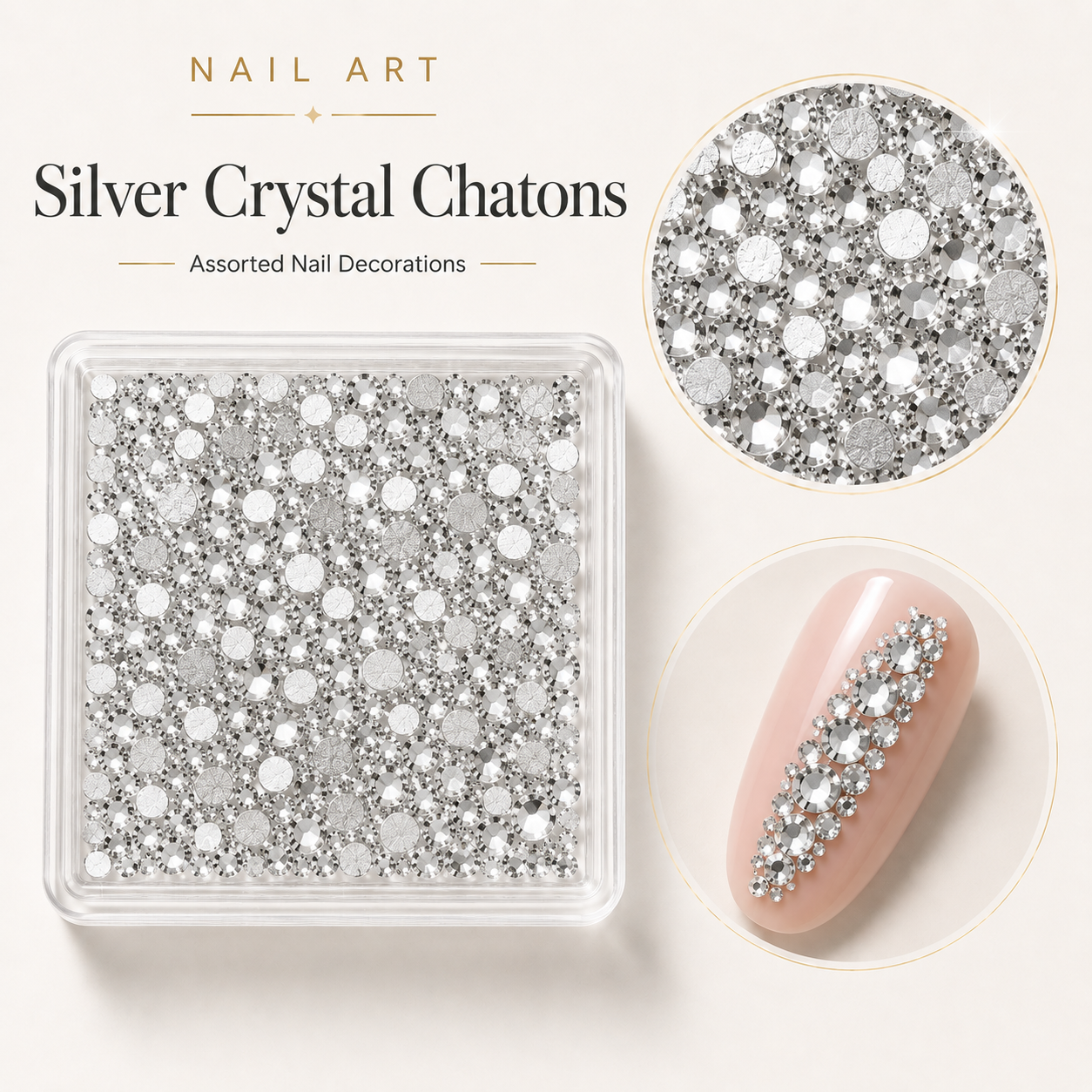 Image of Nail Art Silver Crystal Chantos