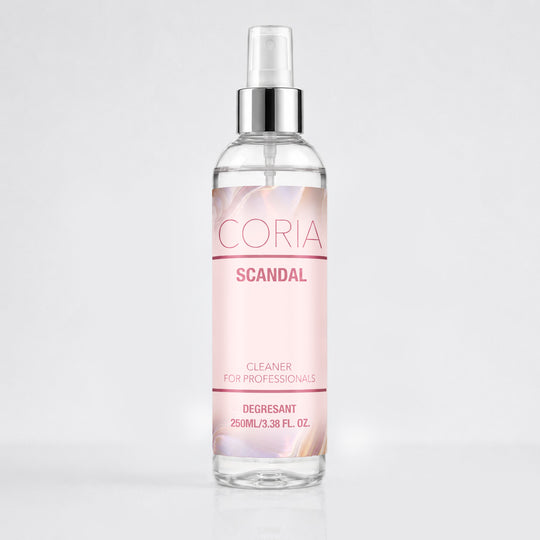 Cleaner Coria Scandal 250 ml, flacon cu degresant parfumat pentru unghii