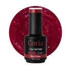 Ojă semipermanentă Coria Red Glow 10 – roșu cu sclipici, flacon 15 ml