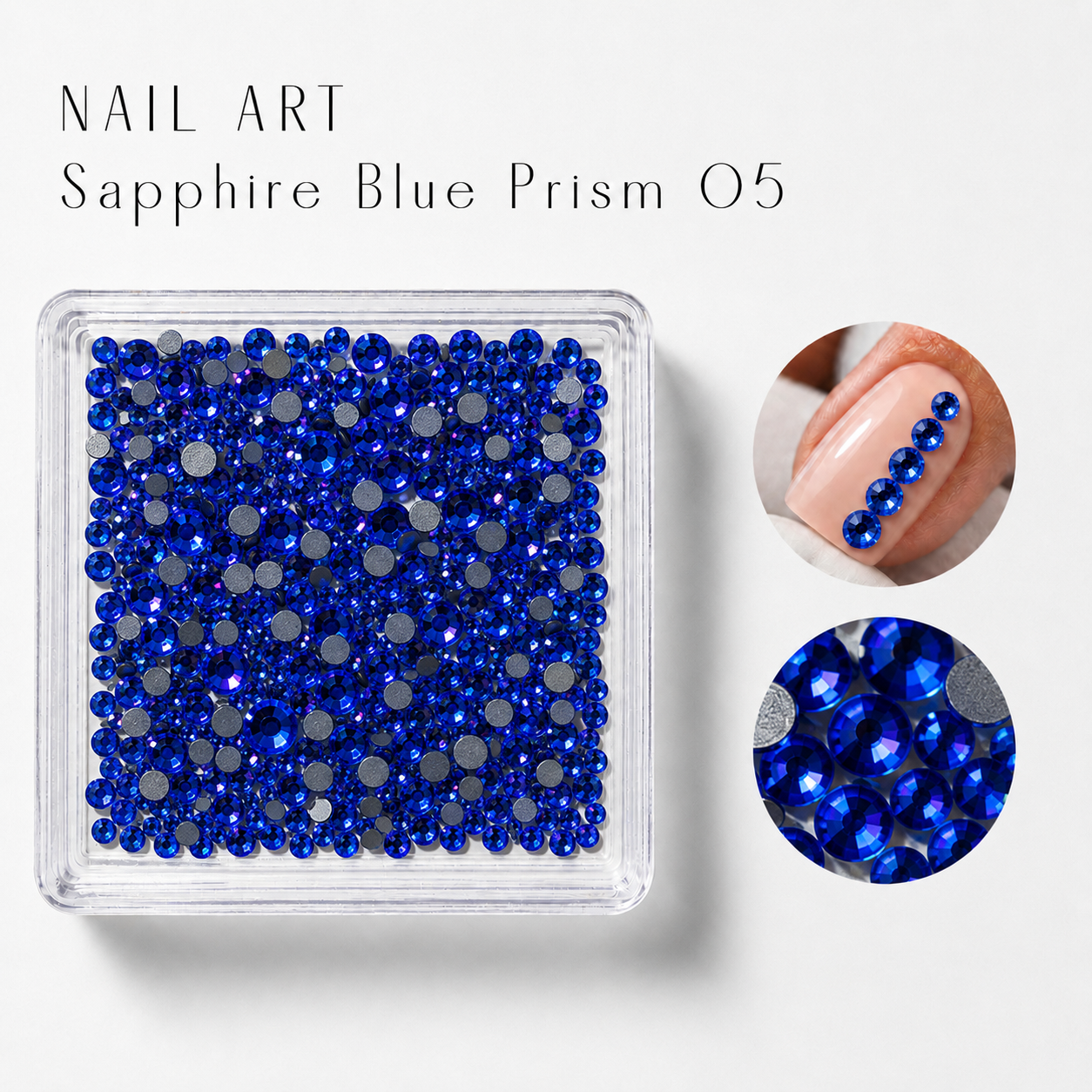 Image of Nail Art Sapphire Blue Prism 05