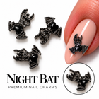 Nail Art Night Bat – lilieci negri metalici, cu exemplu pe unghie