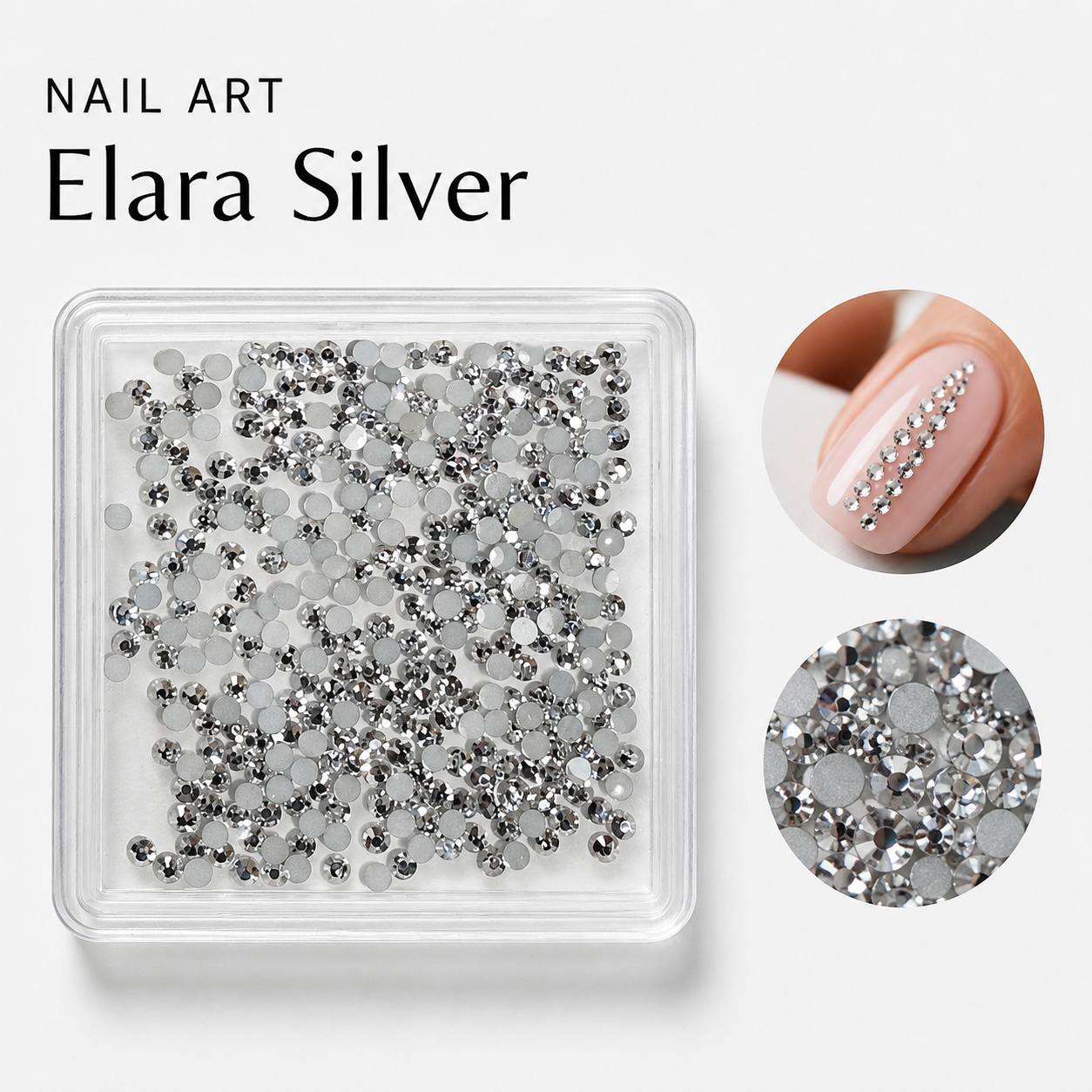 Image of Nail Art Elara Silver Rhinestone