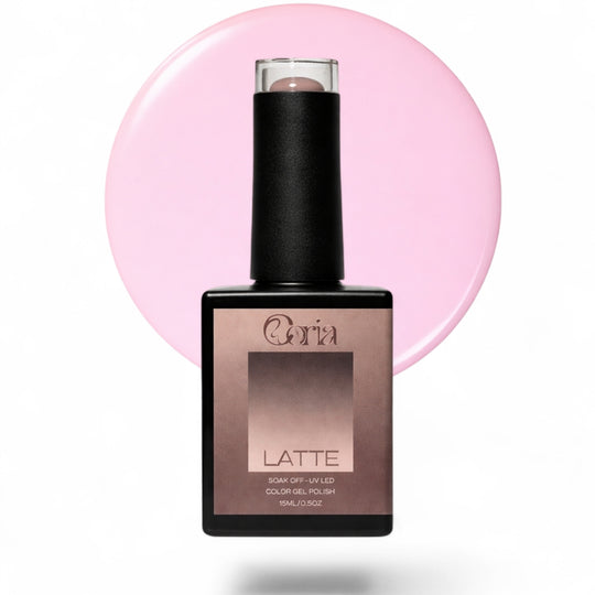 Ojă semipermanentă Coria Latte Nr. 30, flacon 15 ml pe fundal roz pal