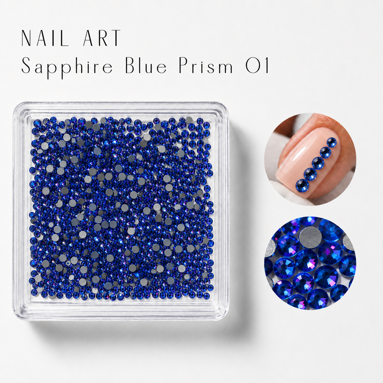 Image of Nail Art Sapphire Blue Prism 01
